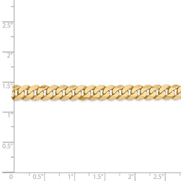 Men's 6.25mm 14k Yellow Gold Solid Beveled Curb Chain Necklace, 24 In. - Picture 5 of 8
